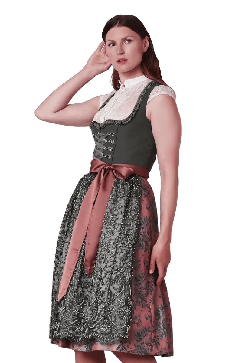 Dirndl Krüger Collection 70 cm, Estelle, grün, silber, rost, Gr. 36