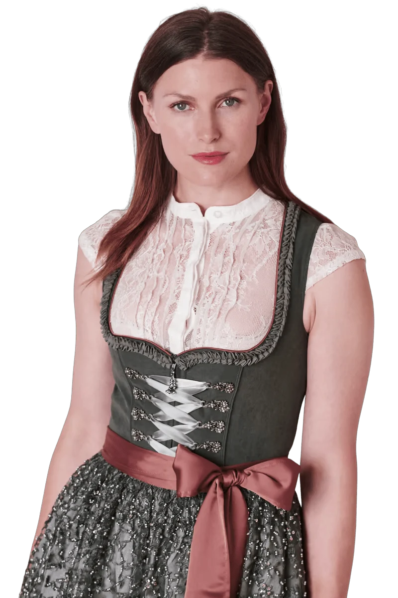 Dirndl Krüger Collection 70 cm, Estelle, grün, silber, rost, Gr. 36