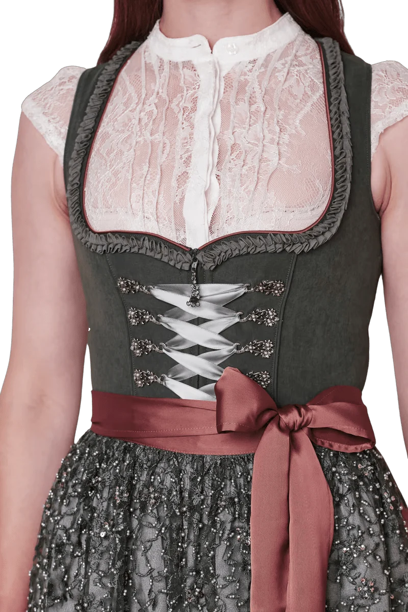 Dirndl Krüger Collection 70 cm, Estelle, grün, silber, rost, Gr. 36