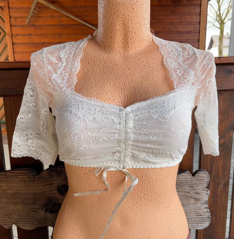 Dirndlbluse Nina von C., Claudia, champagner, halbarm, Blüten