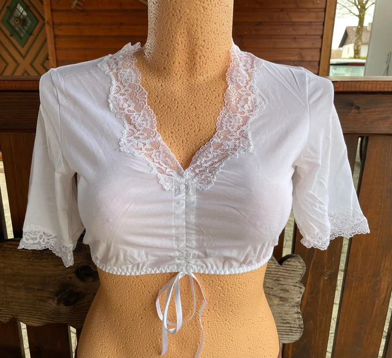 Dirndlbluse Nina von C., Marion, Jersey, weiß, halbarm, Zugband
