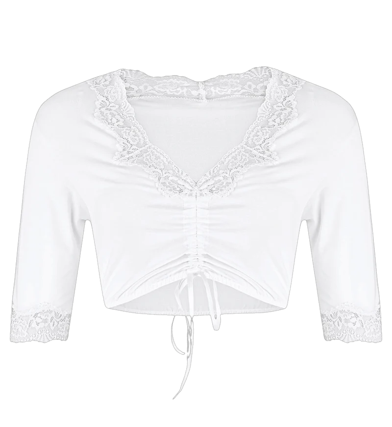 Dirndlbluse Nina von C., Marion, Jersey, weiß, halbarm, Zugband