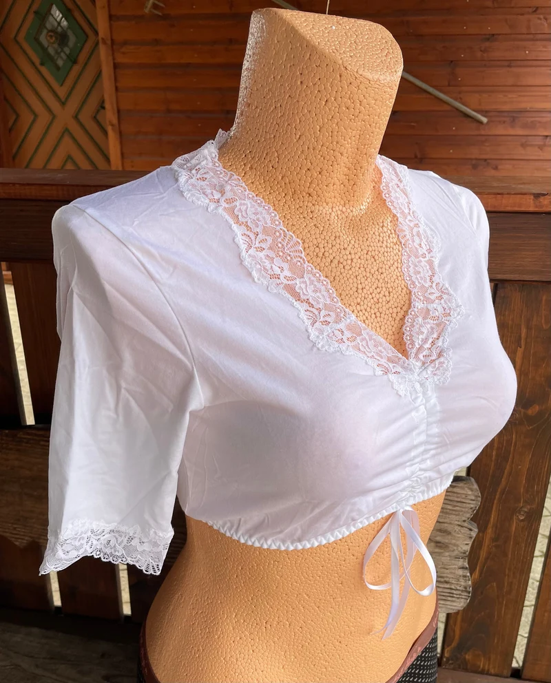 Dirndlbluse Nina von C., Marion, Jersey, weiß, halbarm, Zugband