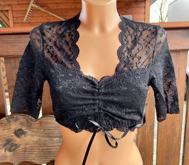 Dirndlbluse Nina von C., Martina, schwarz, halbarm, Zugband
