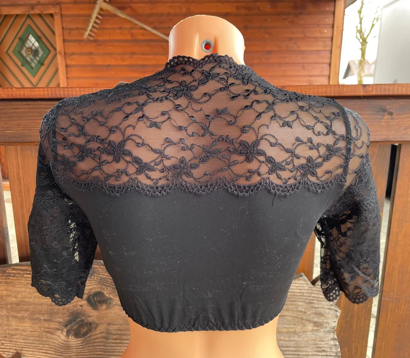 Dirndlbluse Nina von C., Martina, schwarz, halbarm, Zugband