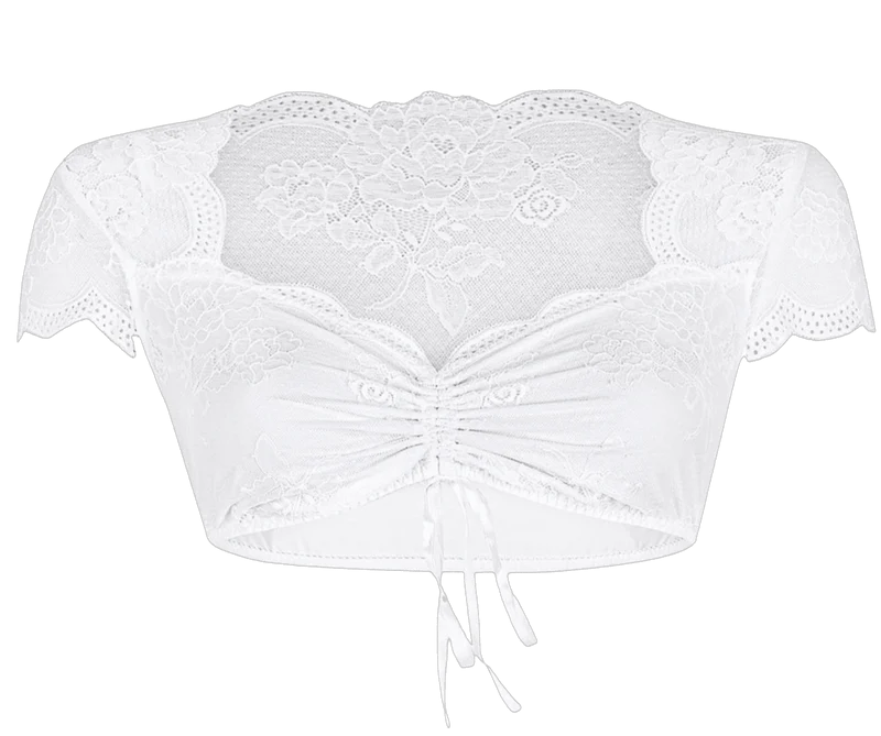 Dirndlbluse Nina von C., Sybille, weiß, kurzarm, Blüten