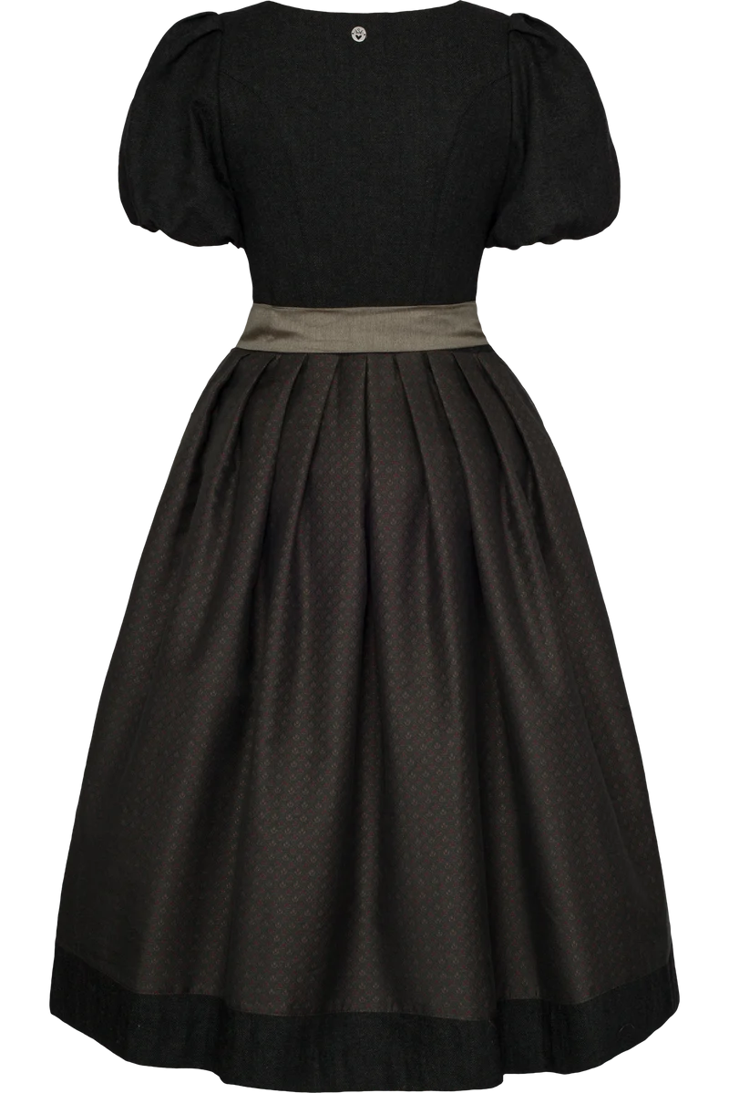 Midi-Wolldirndl mit Puffärmeln - dunkelgrün