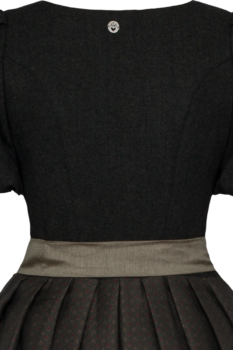 Midi-Wolldirndl mit Puffärmeln - dunkelgrün