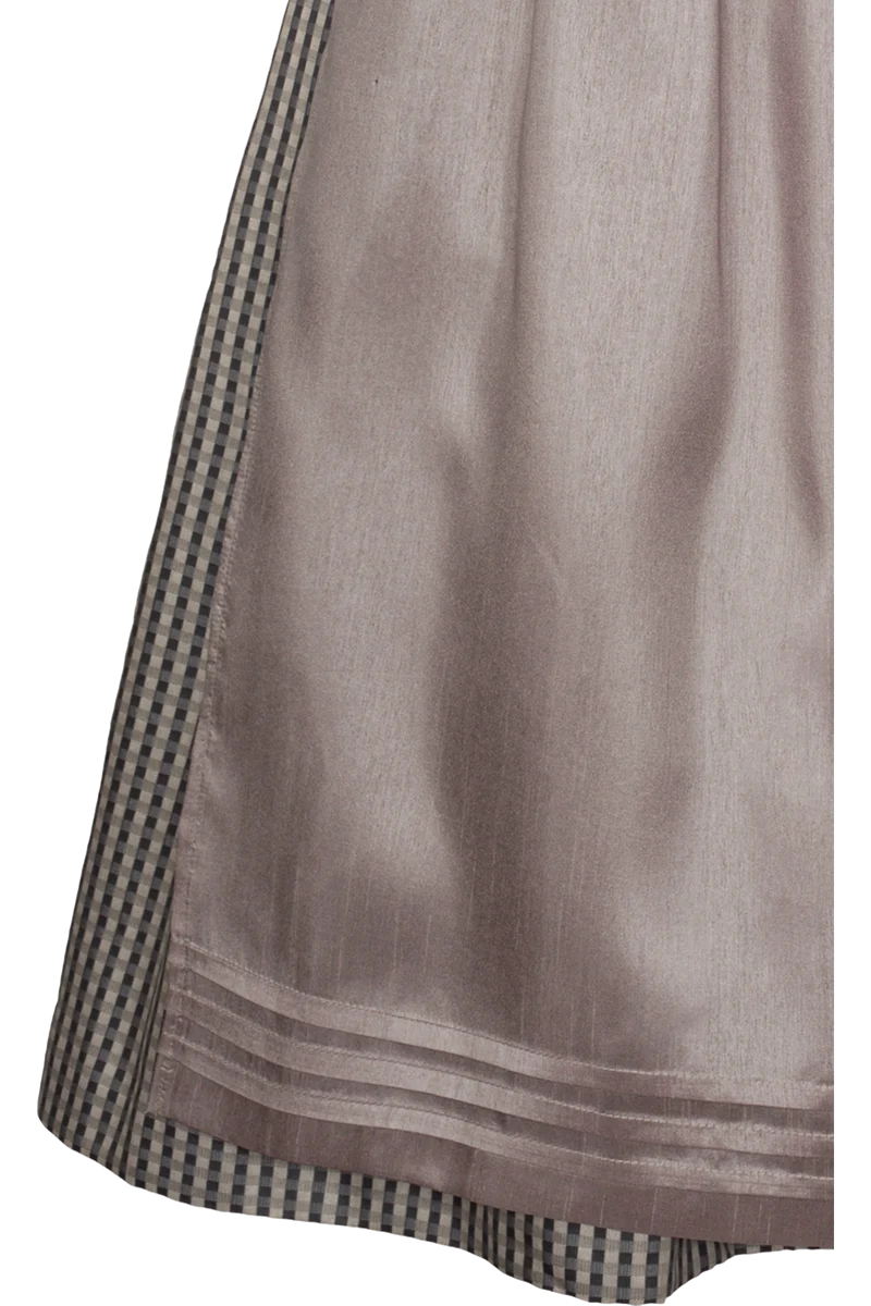 Midi-Dirndl kariert mit Taftschürze - taupe