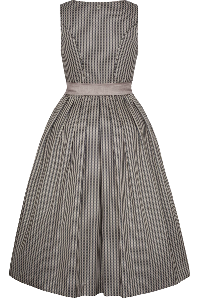 Midi-Dirndl kariert mit Taftschürze - taupe