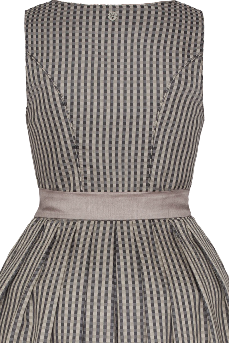Midi-Dirndl kariert mit Taftschürze - taupe