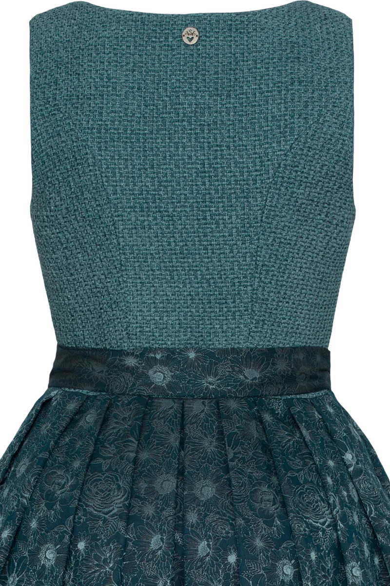 Midi-Dirndl monochrom in Bouclé-Optik - petrol