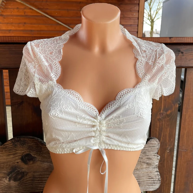 Dirndlbluse Nina von C., Sybille, champagner, kurzarm, Blüten