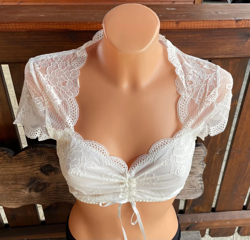 Dirndlbluse Nina von C., Sybille, champagner, kurzarm, Blüten