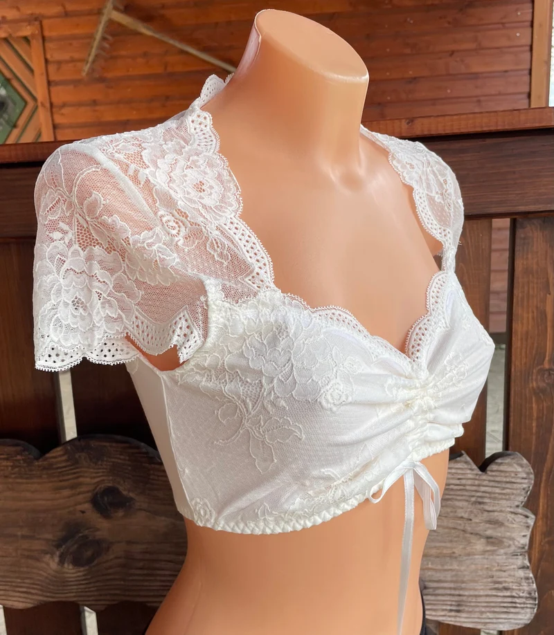 Dirndlbluse Nina von C., Sybille, champagner, kurzarm, Blüten