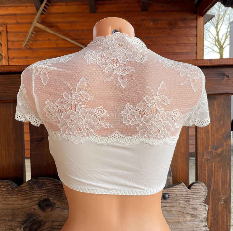 Dirndlbluse Nina von C., Sybille, champagner, kurzarm, Blüten