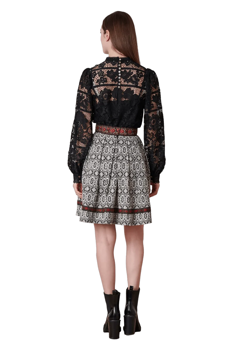 Trachten Rock Midi, Phemia, schwarz, weiß, Krüger Collections