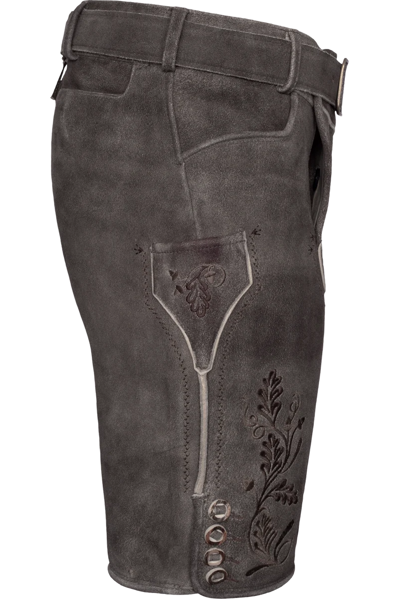 Kurze Herren Trachten-Lederhose mit Ledergürtel - bison schoko