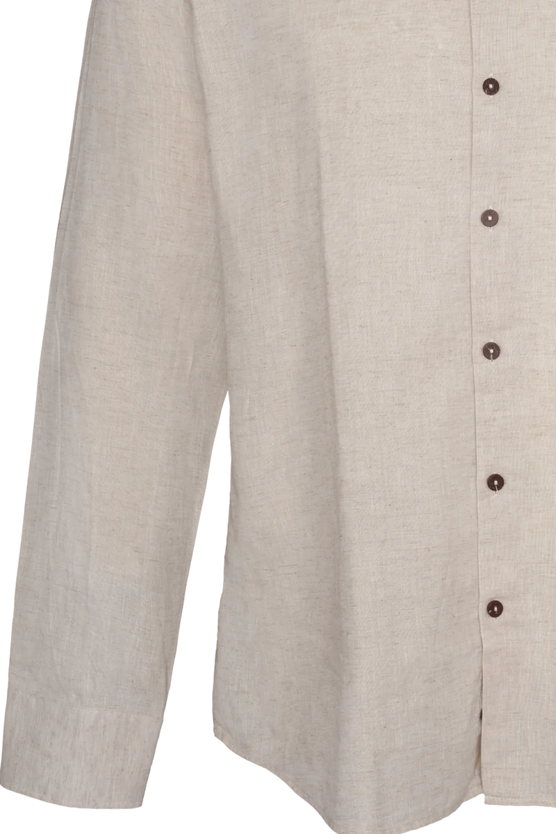 Herren Baumwoll-Leinen-Trachtenhemd tailored fit - sand