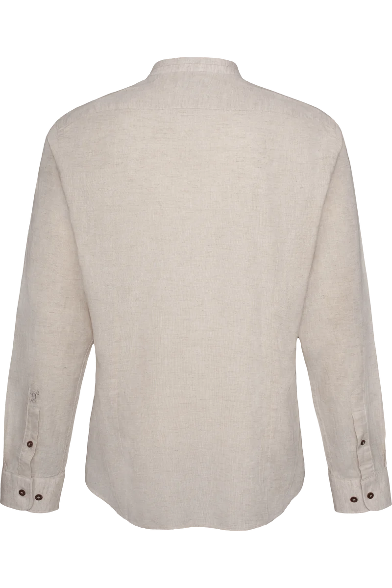 Herren Baumwoll-Leinen-Trachtenhemd tailored fit - sand