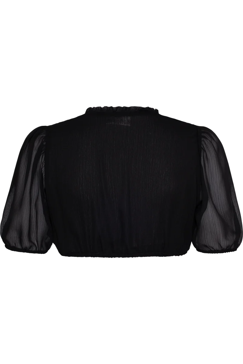 Dirndlbluse leicht transparent mit V-Ausschnitt - schwarz