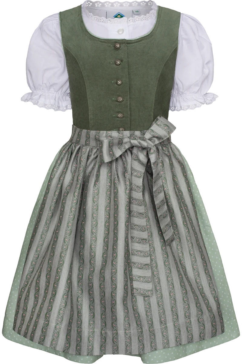Kinder Corddirndl mit Bluse - grün