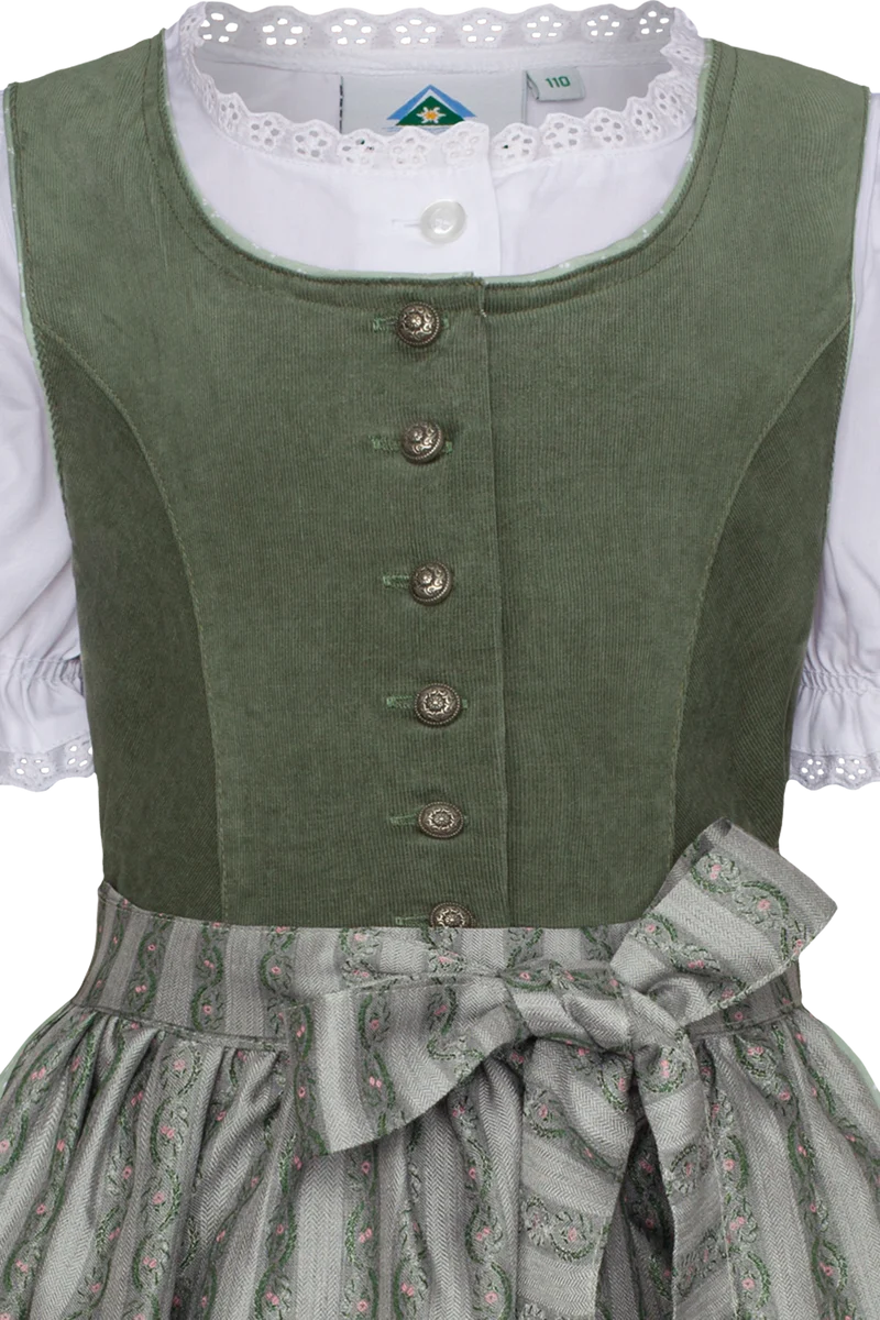 Kinder Corddirndl mit Bluse - grün