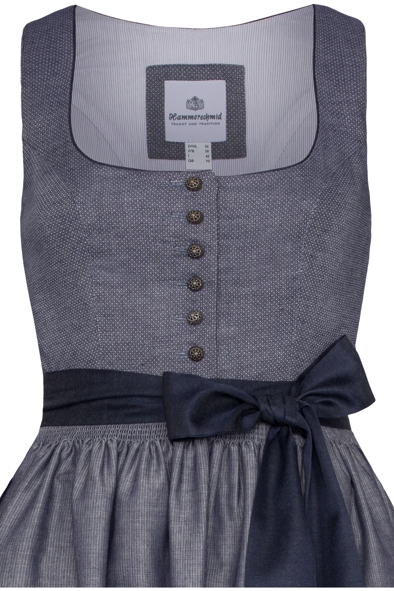 Langes Dirndl im Ton-in-Ton-Look - blau gemustert