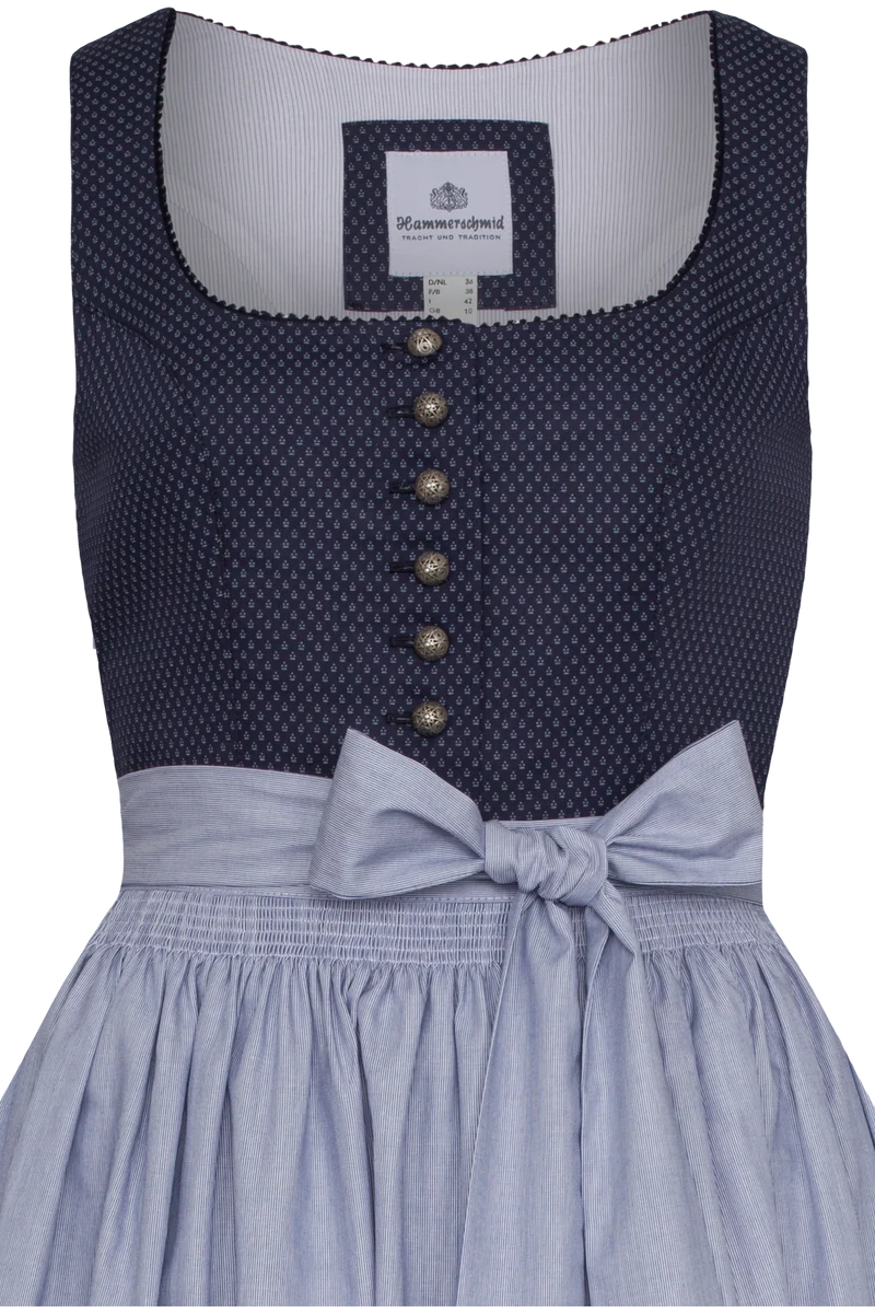 Baumwolldirndl lang mit rundem Ausschnitt - dunkelblau