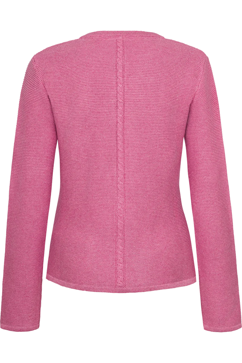 Damen Strickjacke mit Zopfmuster und Perlmuttknöpfen - altrosa