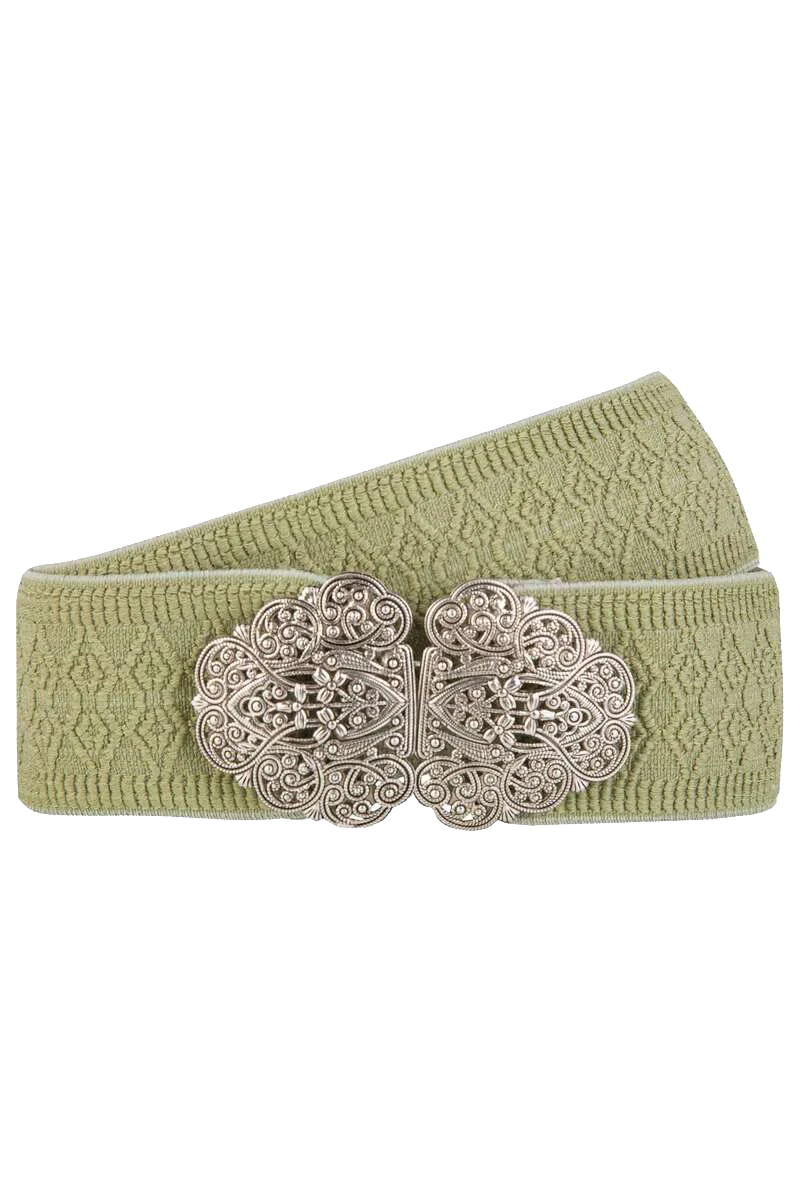 Damen Gürtel mit Muster und Metallschließe - lindgrün