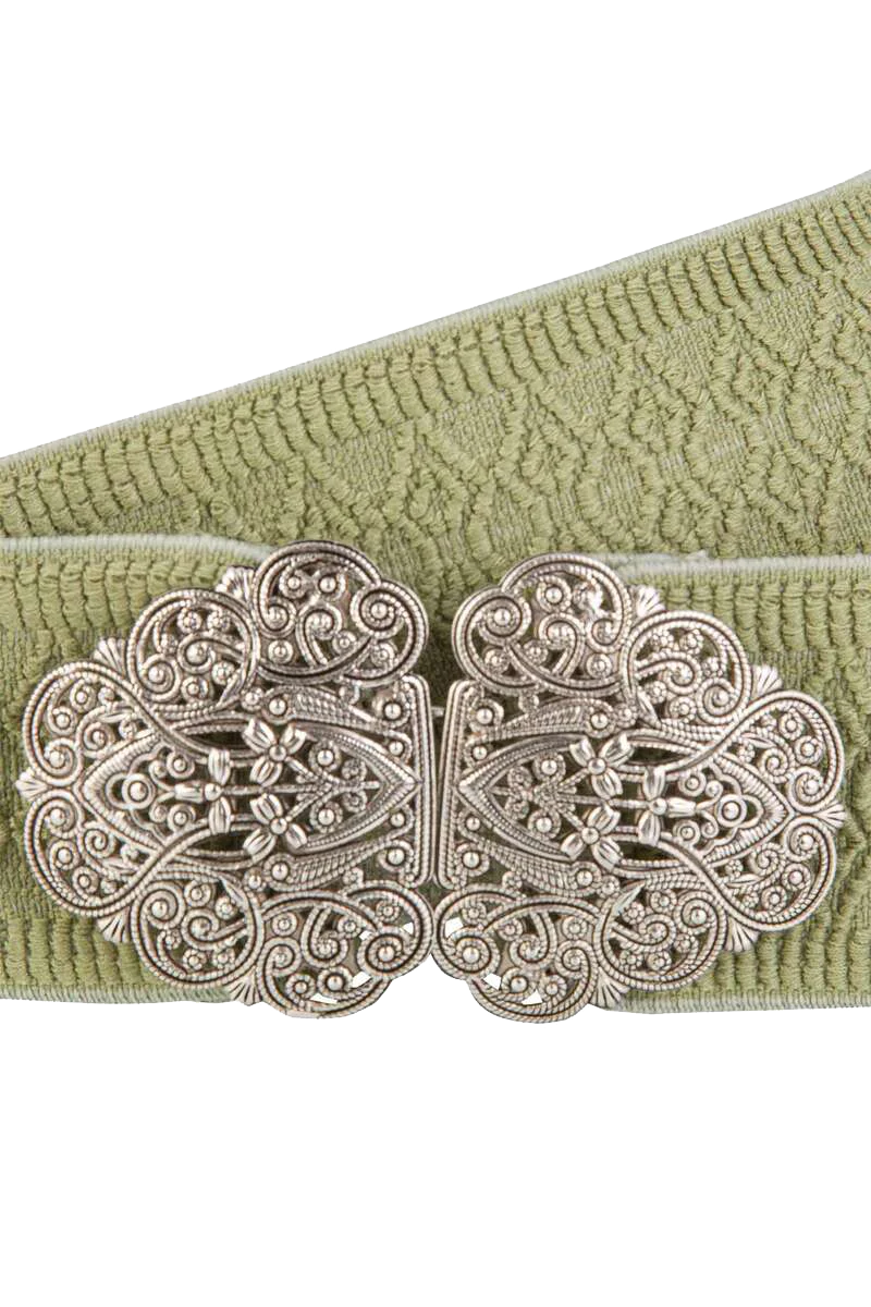Damen Gürtel mit Muster und Metallschließe - lindgrün