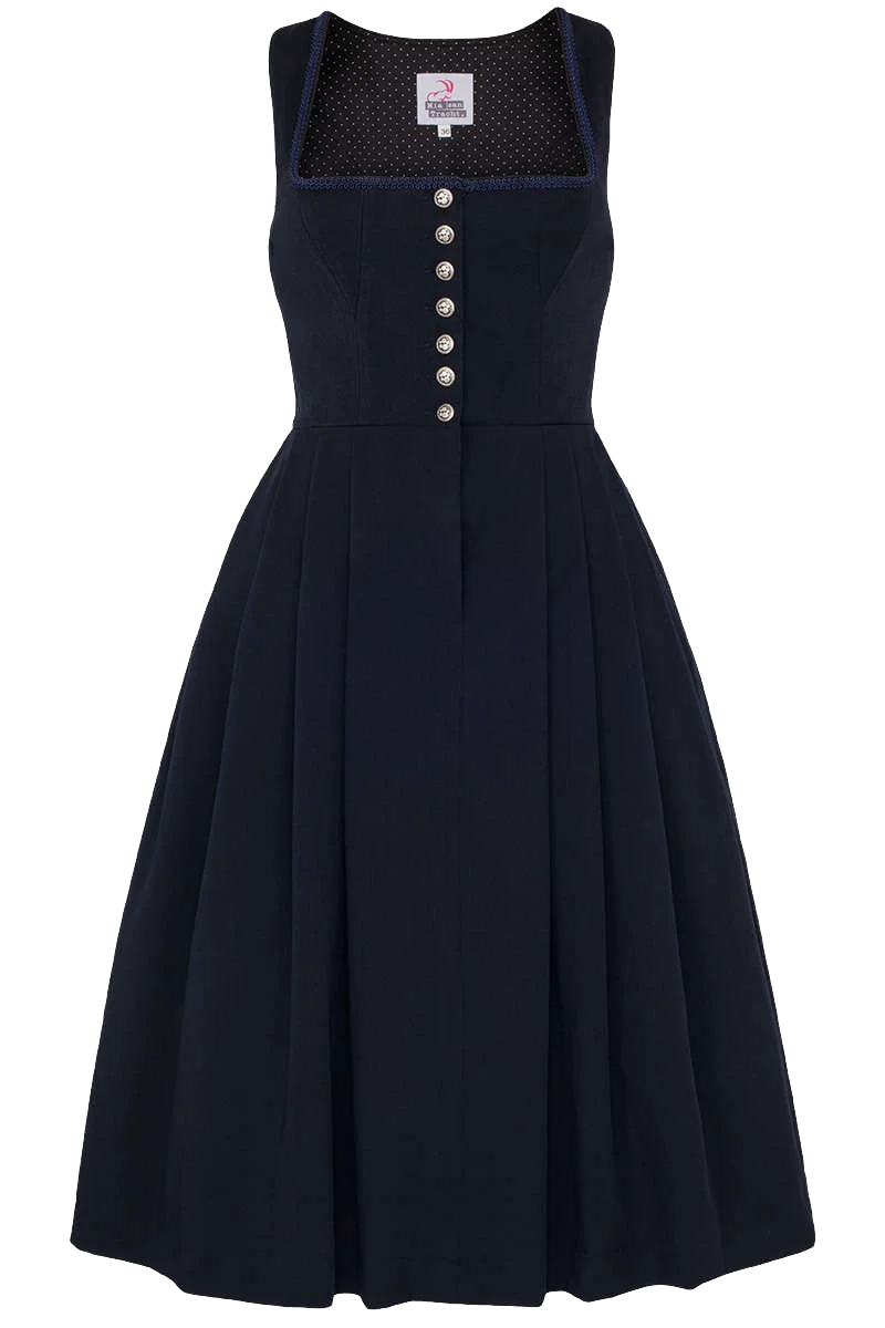 Midi-Dirndl ohne Schürze unifarben - marine