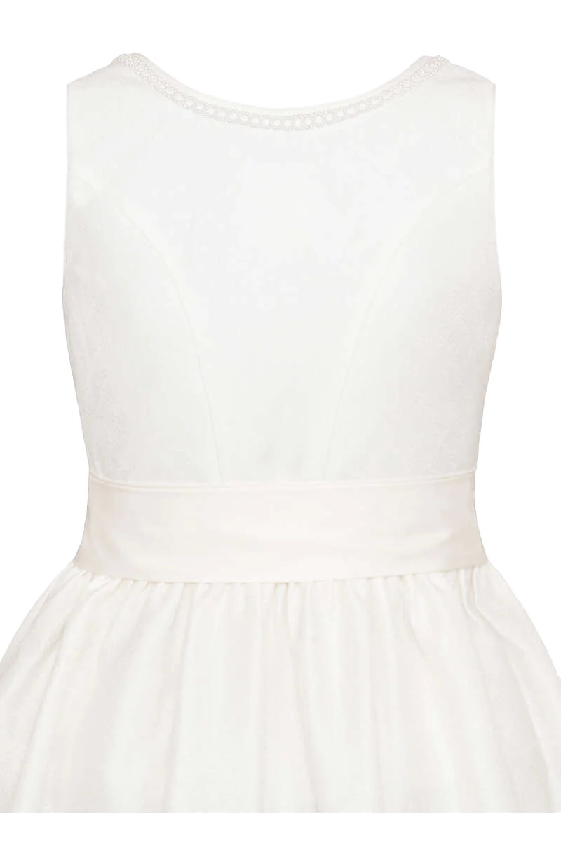 Umstands-Brautdirndl lang mit Schleife - weiß weiß