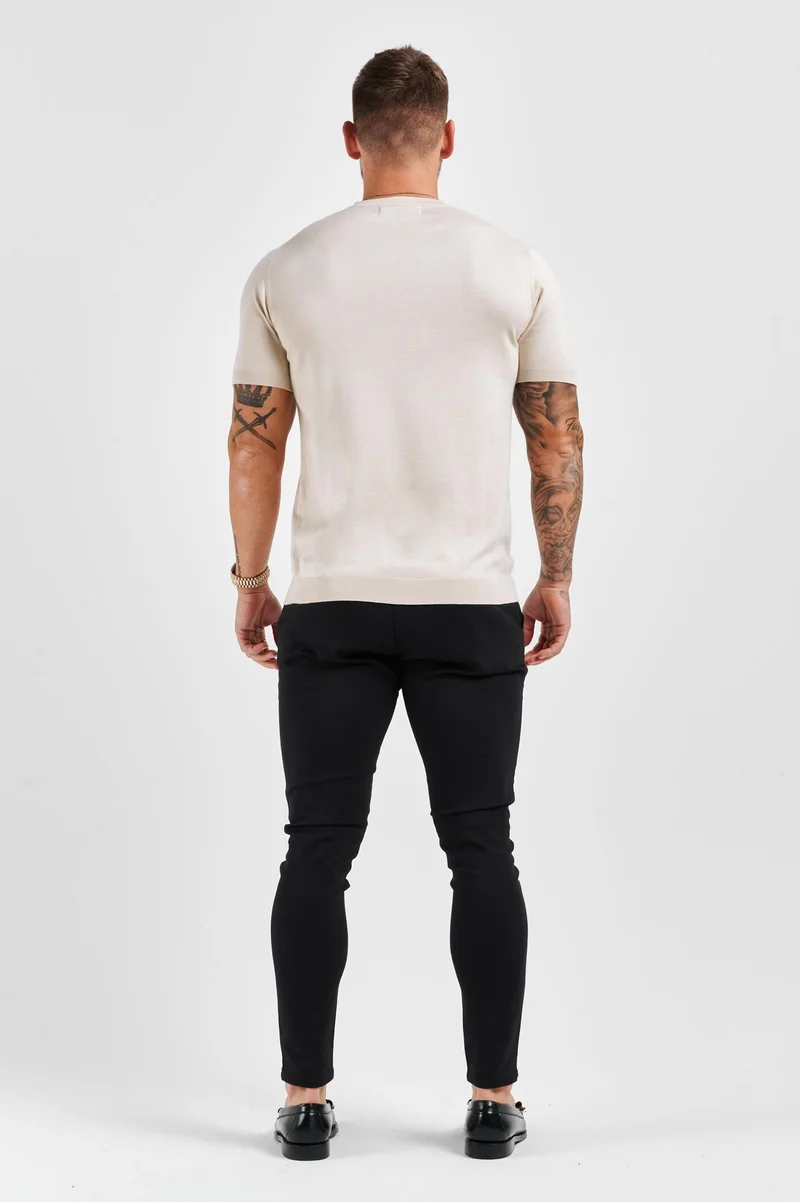 KNIT T-SHIRT - BEIGE