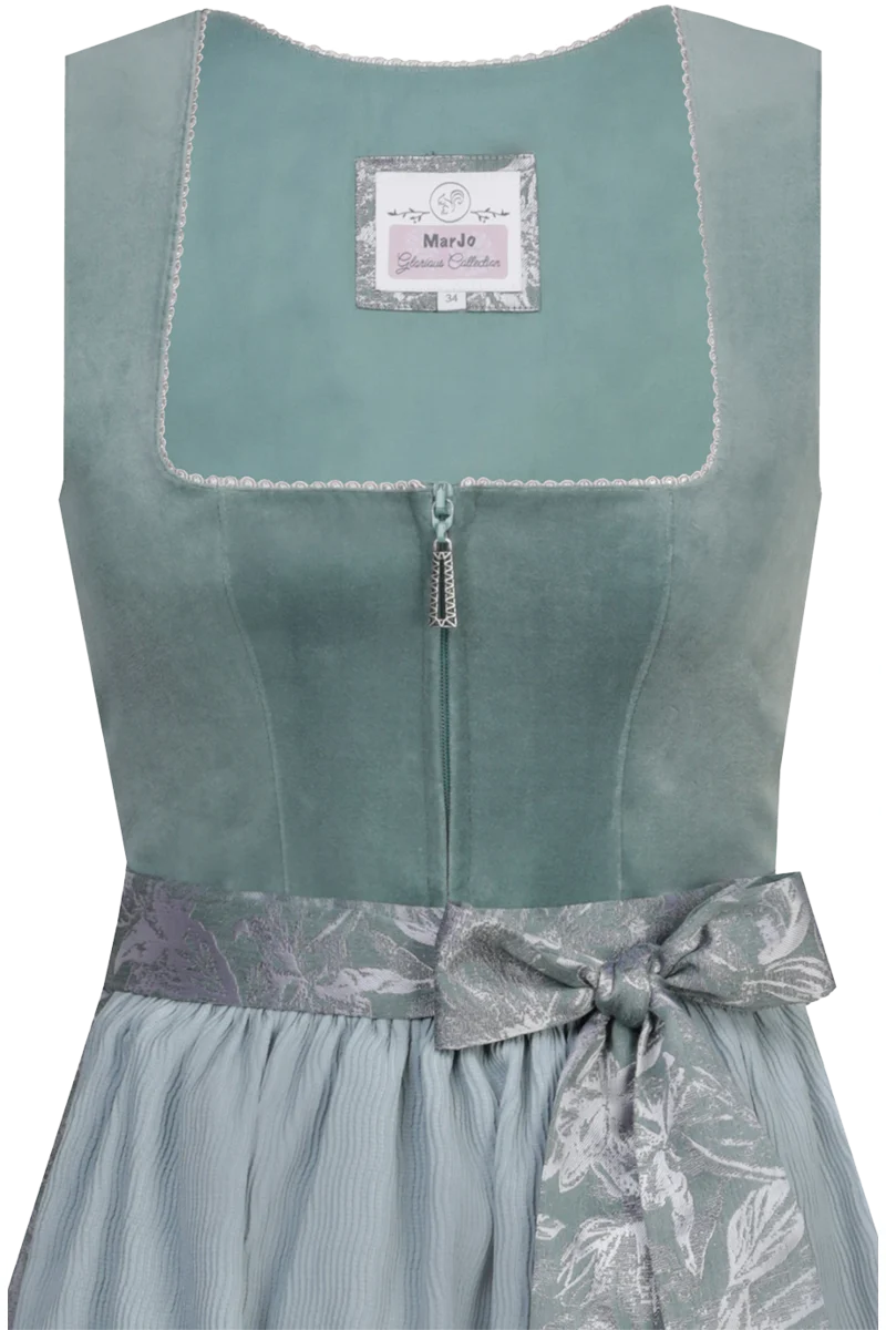 Midi-Dirndl mit Samtoberteil und Blumenmuster - jade cloud