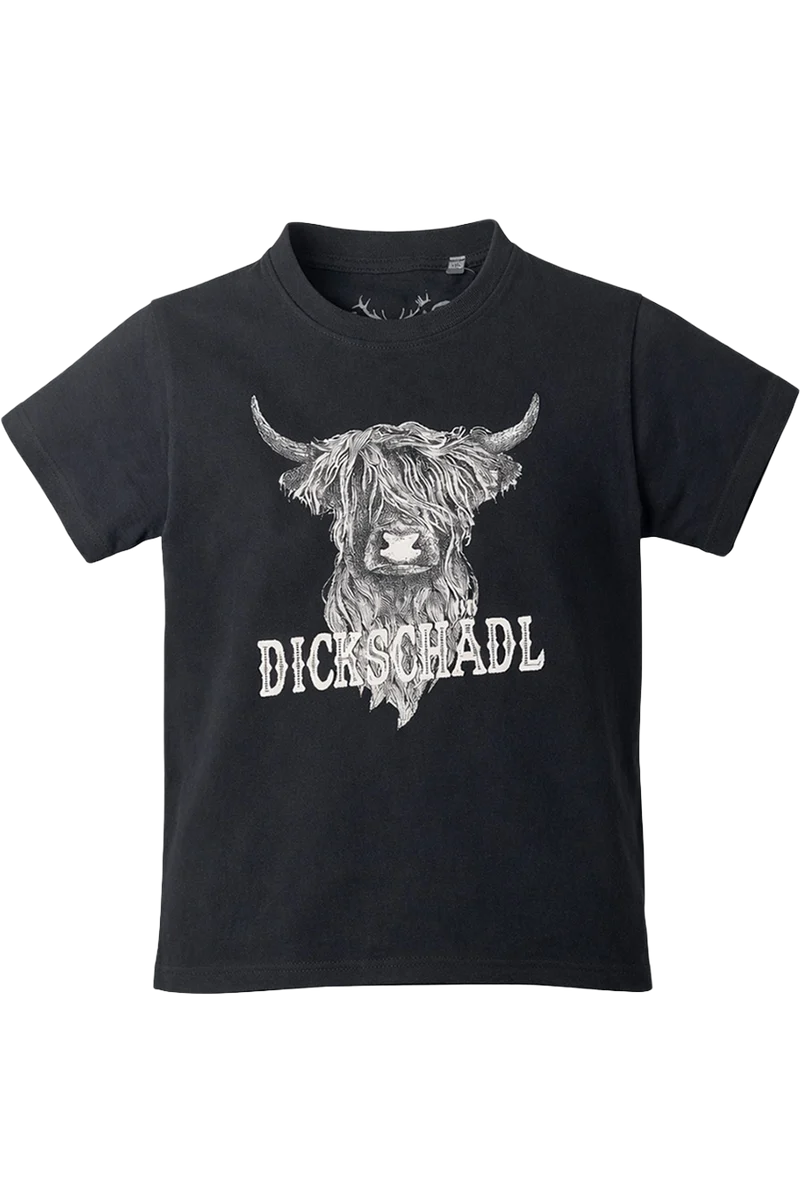 Kinder Trachtenshirt mit „Dickschädel“ Print - schwarz