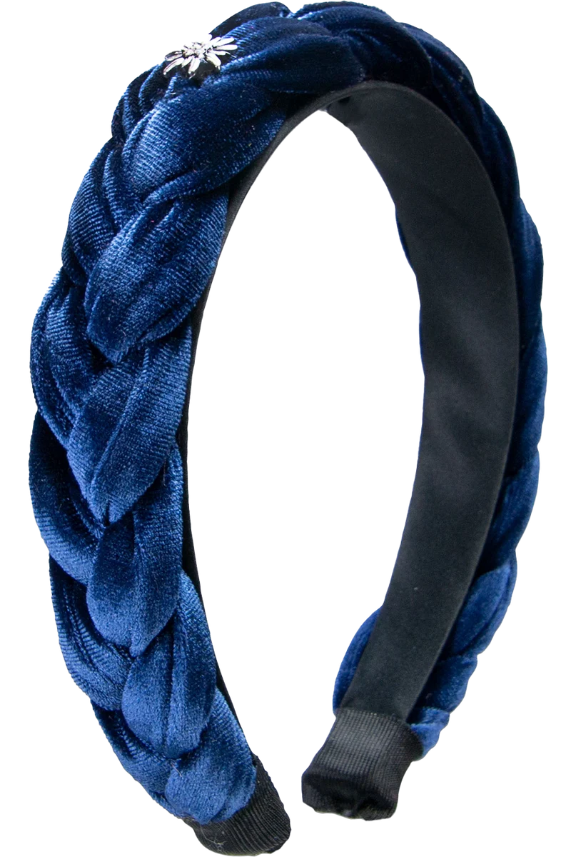 Damen Samt-Haarreif mit Strass-Edelweiß - blau