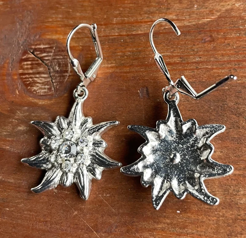 Trachten Ohrringe, Ohrhänger Edelweiß, Swarovski verschiedene Farben