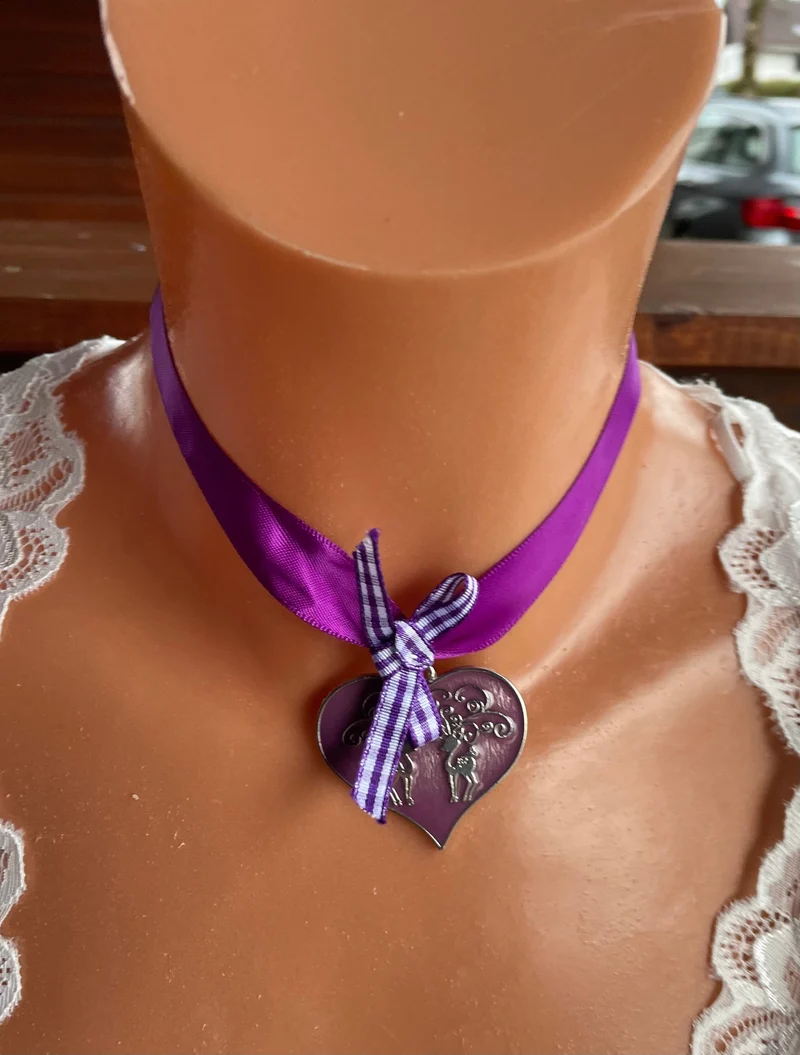 Trachten Kette Kropfband, Krüger, Satin Herz,versch. Farben
