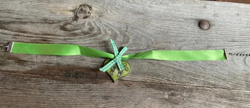 Trachten Kette Kropfband, Krüger, Satin Herz,versch. Farben