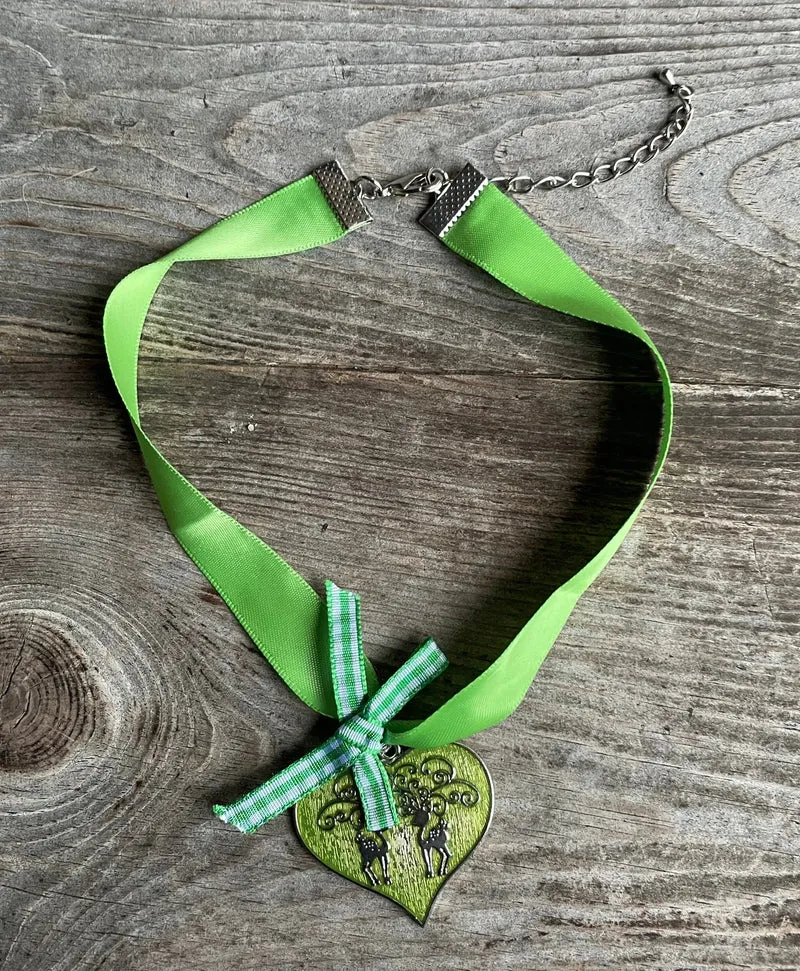 Trachten Kette Kropfband, Krüger, Satin Herz,versch. Farben