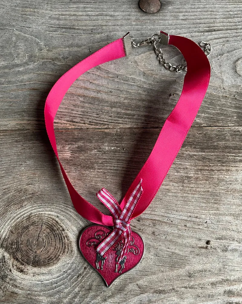 Trachten Kette Kropfband, Krüger, Satin Herz,versch. Farben