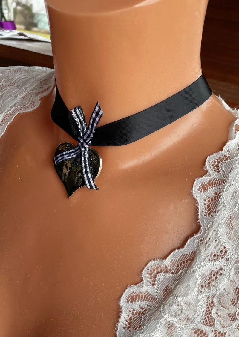 Trachten Kette Kropfband, Krüger, Satin Herz,versch. Farben