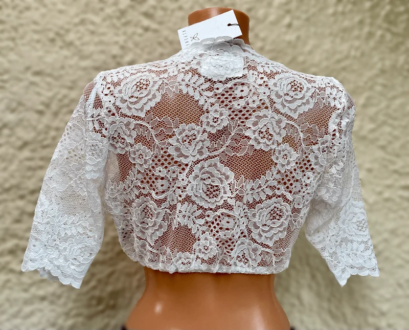Dirndlbluse Alpenfee, Nalia Spitze, ecru große Größen