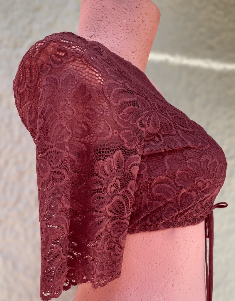 Dirndlbluse Spieth & Wensky Ansbach, rost orange Spitze
