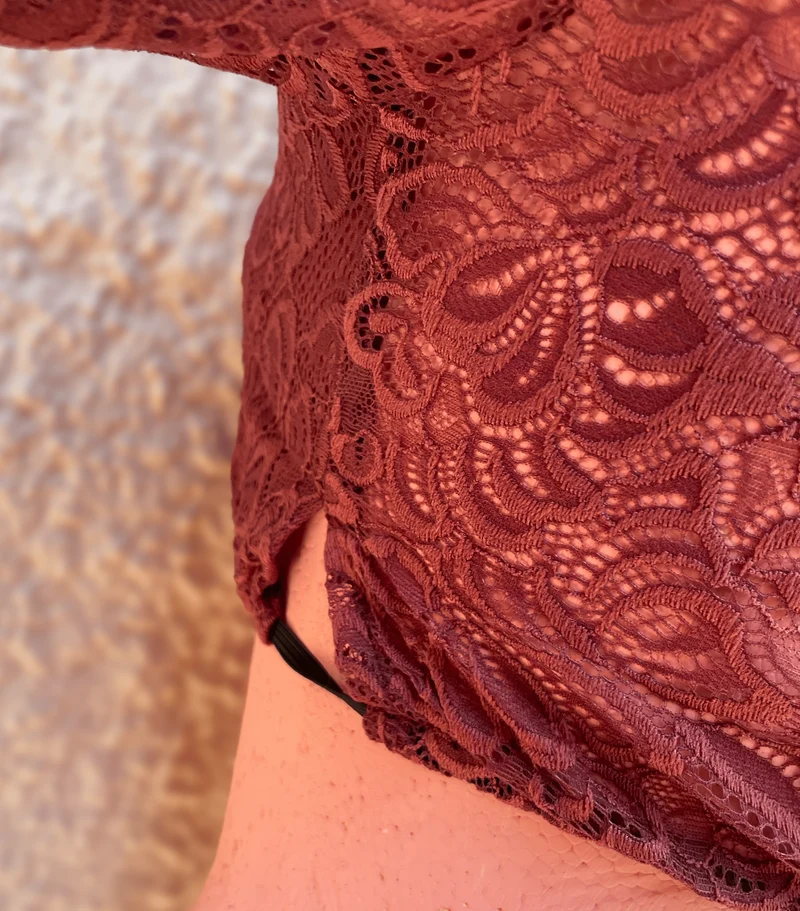 Dirndlbluse Spieth & Wensky Ansbach, rost orange Spitze