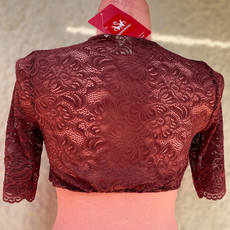 Dirndlbluse Spieth & Wensky Ansbach, rost orange Spitze