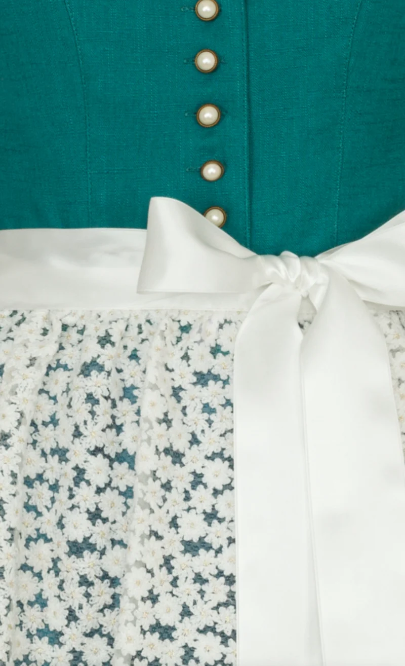 Dirndl Alpenfee, Xara petrol, hochgeschlossen 60 cm, Große Größen