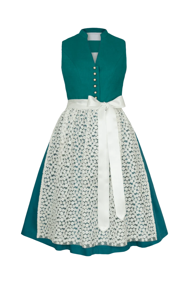 Dirndl Alpenfee, Xara petrol, hochgeschlossen 60 cm, Große Größen